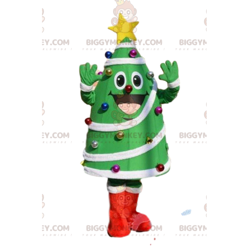Decorated green Christmas tree BIGGYMONKEY™ mascot costume
