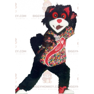Disfraz de mascota de gato negro, blanco y rojo BIGGYMONKEY™ -