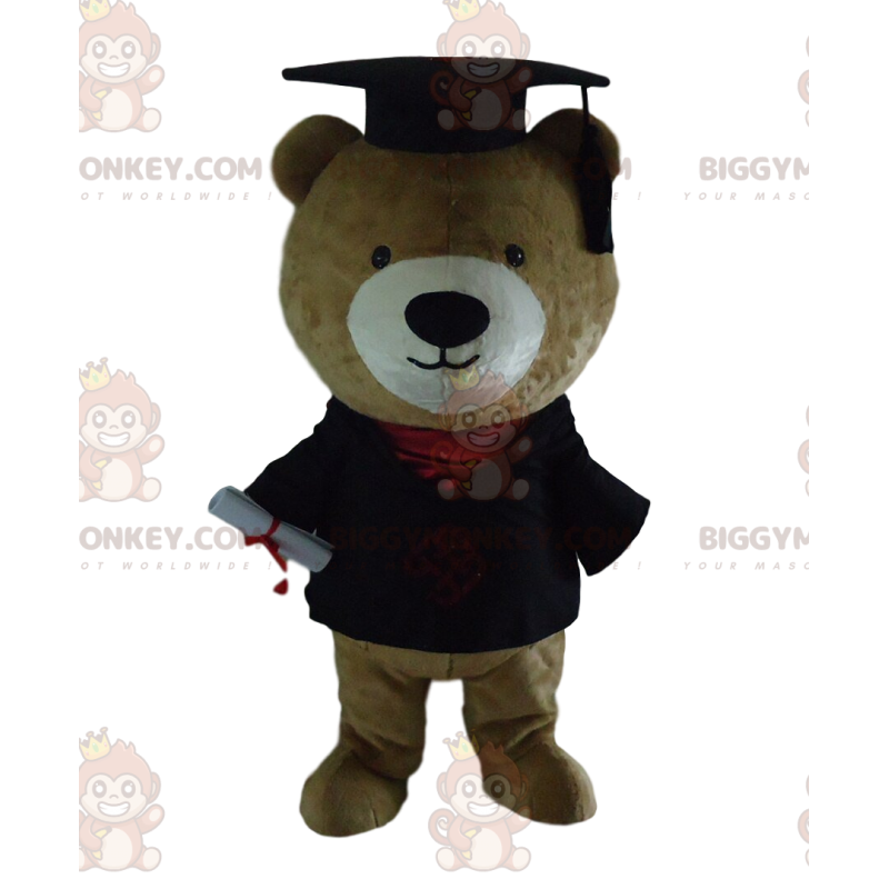 Traje de mascote BIGGYMONKEY™ de ursinho de graduação, fantasia Traje de mascote BIGGYMONKEY™ de ursinho de graduação, fantasia