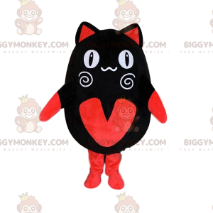 Black and red cat BIGGYMONKEY™ mascot costume, manga costume
