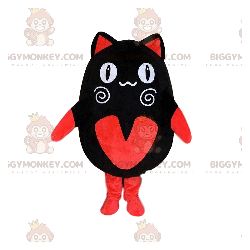 Traje de mascote de gato preto e vermelho BIGGYMONKEY™ Traje de mascote de gato preto e vermelho BIGGYMONKEY™