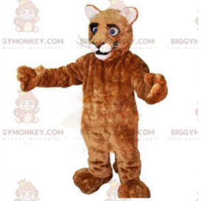 BIGGYMONKEY™ maskotti puma jättiläinen puma, ruskea kissa