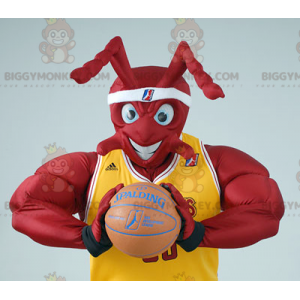 BIGGYMONKEY™ Muscle Red Ant-mascottekostuum in basketbaloutfit