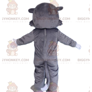 Kostým maskota BIGGYMONKEY™ šedý a bílý vlk se žlutýma očima