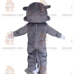 Traje de mascote BIGGYMONKEY™ lobo cinza e branco com olhos