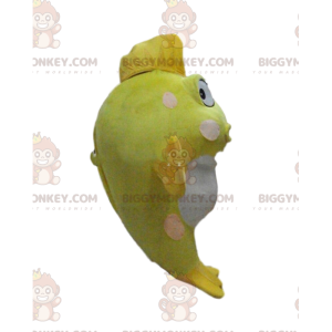 BIGGYMONKEY™ mascot costume giant yellow and white fish, sea