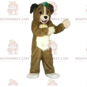 Brown and White Dog BIGGYMONKEY™ Mascot Costume with Collar -