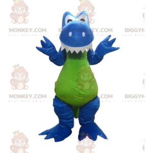 Costume da mascotte BIGGYMONKEY™ dinosauro blu e verde, costume