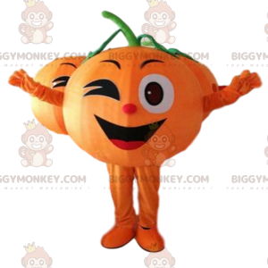 Orangefarbenes BIGGYMONKEY™-Maskottchen-Kostüm mit einem