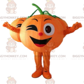 Orangefarbenes BIGGYMONKEY™-Maskottchen-Kostüm mit einem