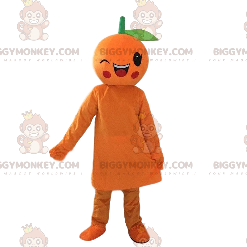 Winking gigantische oranje BIGGYMONKEY™ mascottekostuum