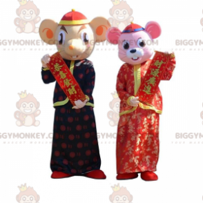 2 musemaskot BIGGYMONKEY™s i tradisjonelle asiatiske antrekk - Musemaskot - BIGGYMONKEY_09929 - BiggyMonkey.com