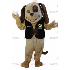 Meget smilende tofarvet brun hund BIGGYMONKEY™ maskotkostume -
