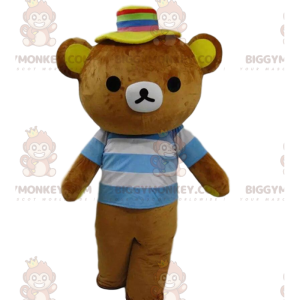 Bruine teddybeer BIGGYMONKEY™ mascottekostuum met gestreept