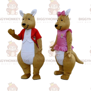 BIGGYMONKEY™s mascot of brown and white kangaroos, couple of