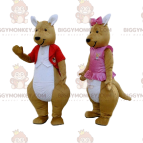 BIGGYMONKEY™s mascot of brown and white kangaroos, couple of kangaroos - Kangaroo mascots - BIGGYMONKEY_09938 - BiggyMonkey.com
