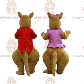 BIGGYMONKEY™s mascot of brown and white kangaroos, couple of kangaroos - Kangaroo mascots - BIGGYMONKEY_09938 - BiggyMonkey.com