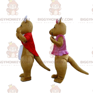 BIGGYMONKEY™s mascot of brown and white kangaroos, couple of kangaroos - Kangaroo mascots - BIGGYMONKEY_09938 - BiggyMonkey.com
