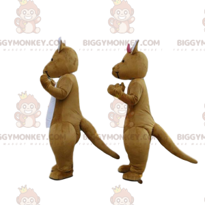 BIGGYMONKEY™s mascot of brown and white kangaroos, couple of