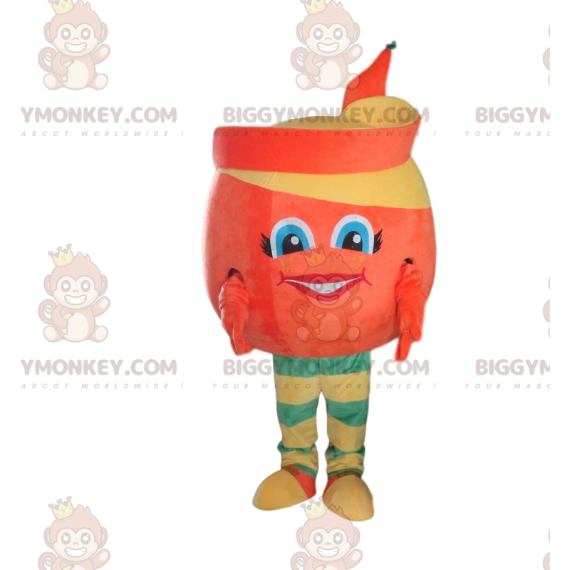 Peeled orange BIGGYMONKEY™ mascot costume, orange fruit costume