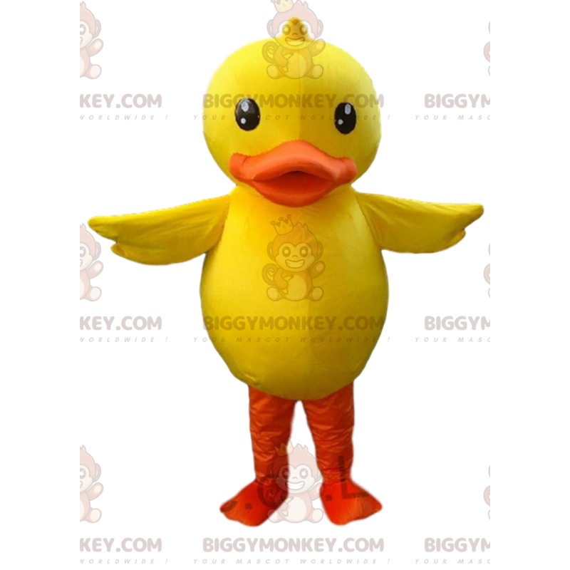 BIGGYMONKEY™ costume mascotte grande anatra gialla e arancione BIGGYMONKEY™ costume mascotte grande anatra gialla e arancione