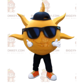 BIGGYMONKEY™ Mascot Costume Yellow Sun With Sunglasses -