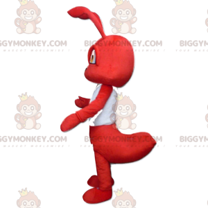 Kostým maskota BIGGYMONKEY™ červených mravenců v bílém. obří