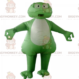 Green and White Frog BIGGYMONKEY™ Mascot Costume, Inflatable