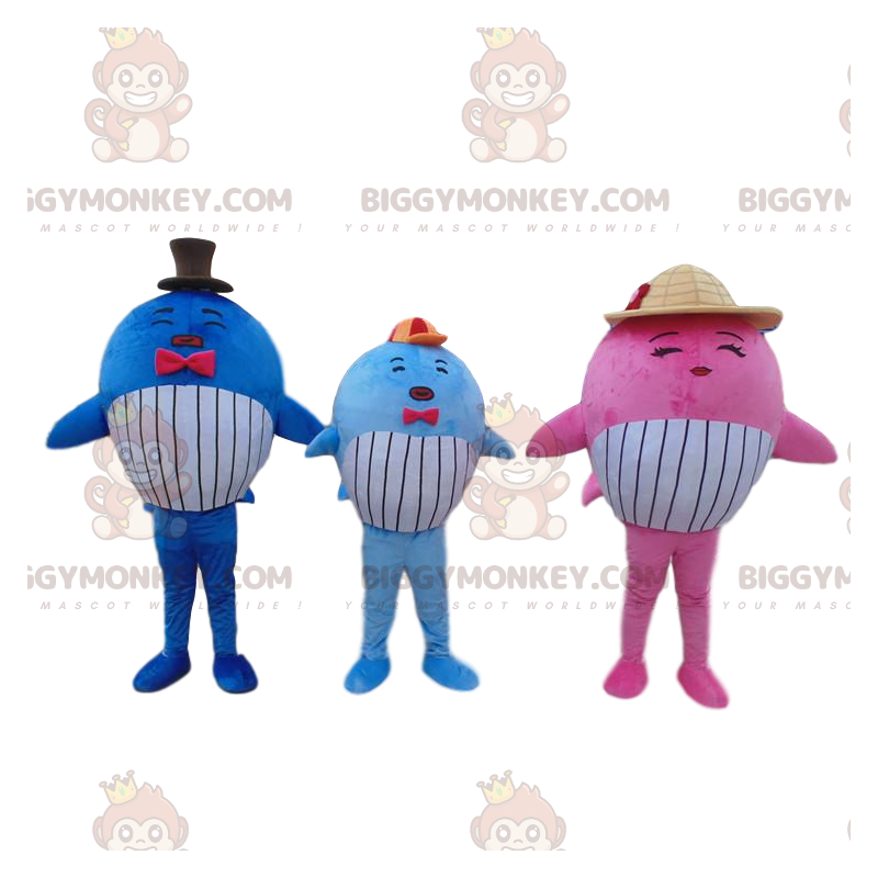 3 mascotas de ballenas coloridas de BIGGYMONKEY™, 3 peces 3 mascotas de ballenas coloridas de BIGGYMONKEY™, 3 peces
