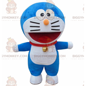 BIGGYMONKEY™ costume mascotte di Doraemon, famoso gatto bianco