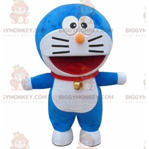 BIGGYMONKEY™ mascot costume of Doraemon, famous blue and white