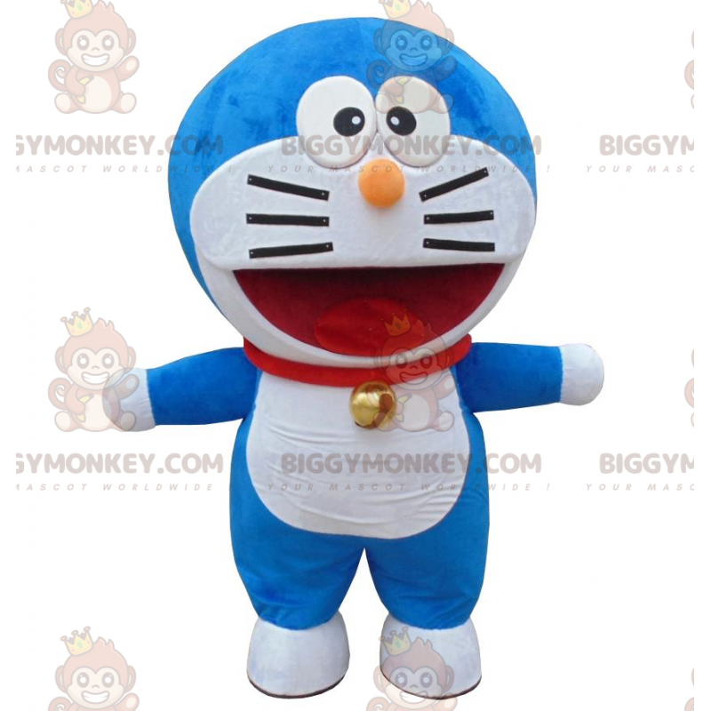 BIGGYMONKEY™ mascot costume of Doraemon, famous blue and white