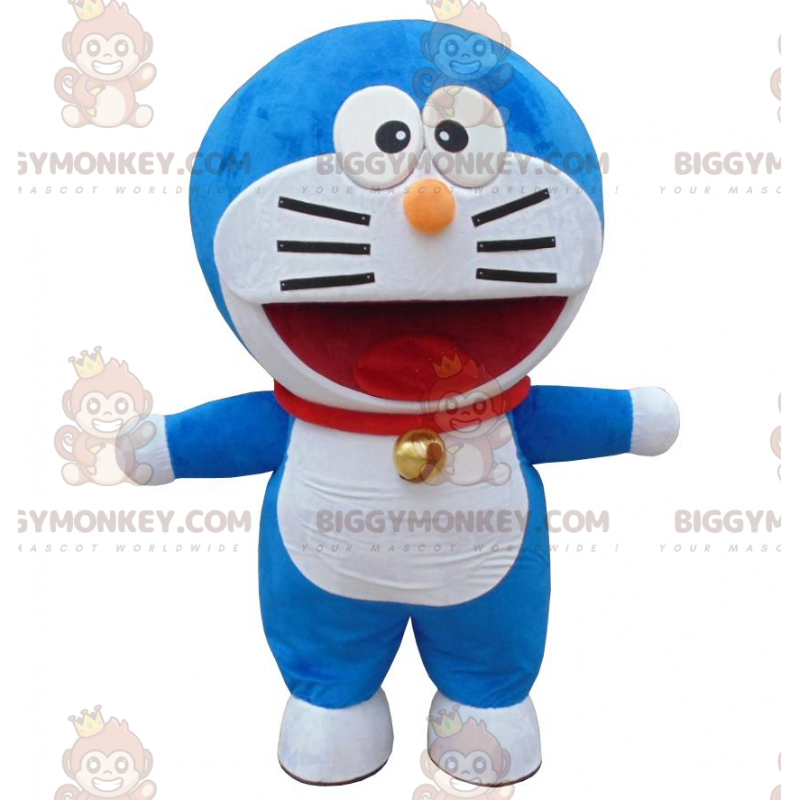 Traje de mascote BIGGYMONKEY™ de Doraemon, famoso gato azul e Traje de mascote BIGGYMONKEY™ de Doraemon, famoso gato azul e