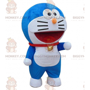 BIGGYMONKEY™ mascot costume of Doraemon, famous blue and white
