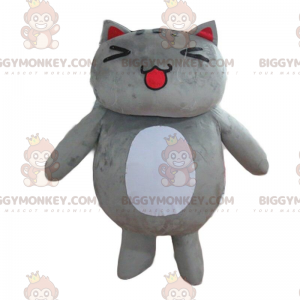 BIGGYMONKEY™ mascot costume of big gray and white cat, very