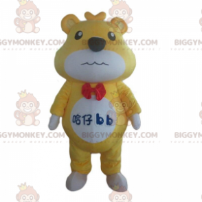 Gul og hvid bamse BIGGYMONKEY™ maskot kostume, bamse kostume -