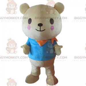 BIGGYMONKEY™ Mascot Costume Beige Teddy Bear With Pink Cheeks -