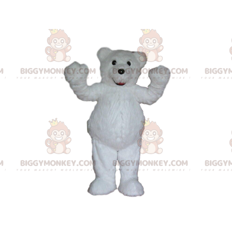 Costume de mascotte BIGGYMONKEY™ d'ours blanc en peluche Costume de mascotte BIGGYMONKEY™ d'ours blanc en peluche