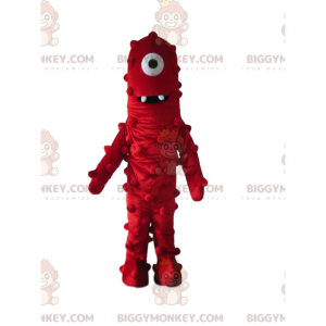 Röd monster BIGGYMONKEY™ maskotdräkt, röd utomjordisk kostym -