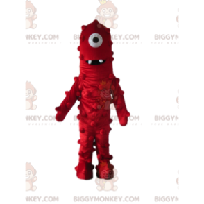 Röd monster BIGGYMONKEY™ maskotdräkt, röd utomjordisk kostym -