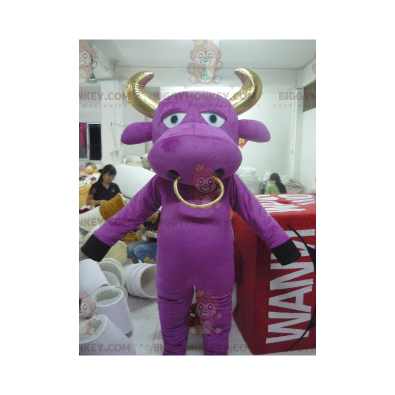 Στολή μασκότ BIGGYMONKEY™ Bull Purple και Gold Cow - Μασκότ αγελάδων - BIGGYMONKEY_01127 - BiggyMonkey.com