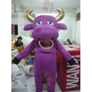 BIGGYMONKEY™ Bull Purple ja Gold Cow maskottiasu - Lehmän maskotit - BIGGYMONKEY_01127 - BiggyMonkey.com