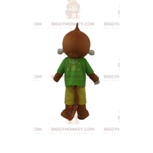 Brown Monkey BIGGYMONKEY™ Mascot Costume Dressed in Colorful