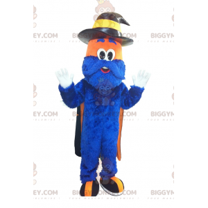 BIGGYMONKEY™ Maskottchen-Kostüm für blau-orangefarbenen behaarten Mann