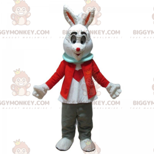 Disfraz de mascota de conejo blanco BIGGYMONKEY™ con corazón en