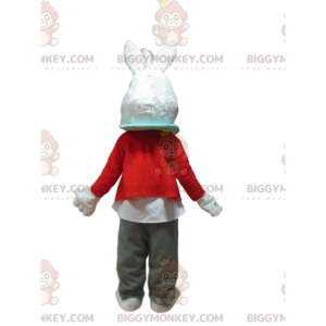 Fantasia de mascote de coelho branco BIGGYMONKEY™ com coração na barriga - Mascote de coelho - BiggyMonkey.com