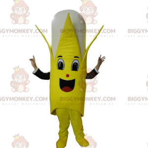 BIGGYMONKEY™ maskotdräkt gul och vit jättebanan, fruktdräkt -