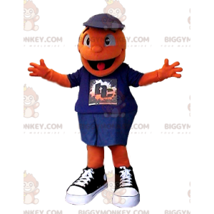 Very Smiling Orange Man BIGGYMONKEY™ Mascot Costume -
