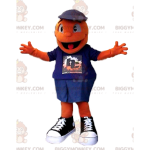 Very Smiling Orange Man BIGGYMONKEY™ Mascot Costume -