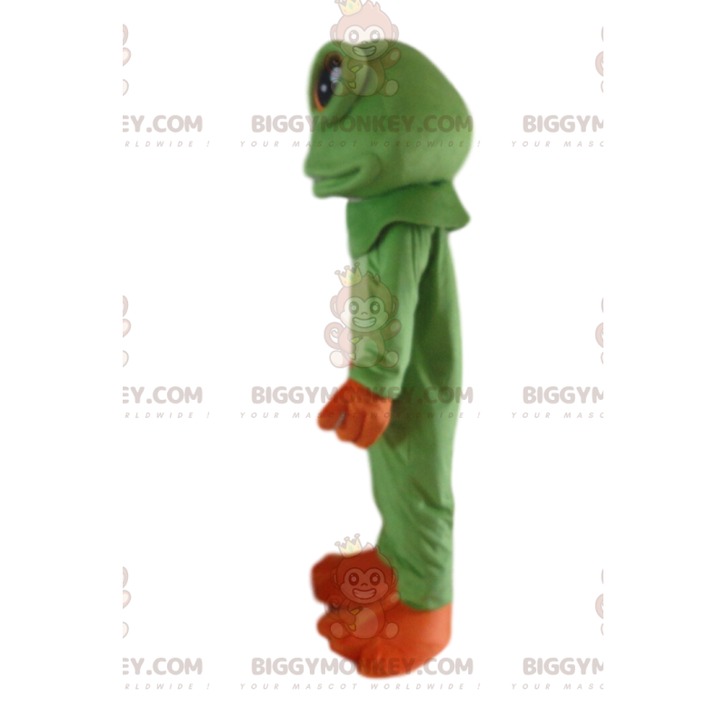 BIGGYMONKEY™ costume mascotte rana verde e arancione, costume BIGGYMONKEY™ costume mascotte rana verde e arancione, costume